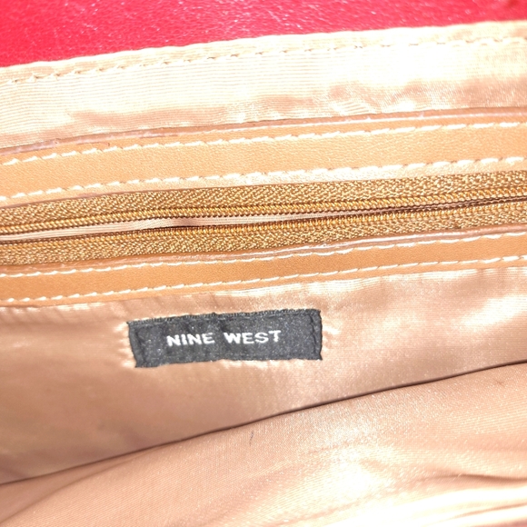 Large Red Leather Nine West Purse - Picture 3 of 3